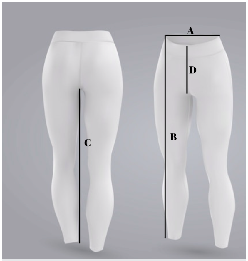 Legginsy push-up rrc rysunek rozmiarów